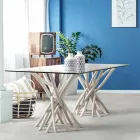Table à manger design en verre et teck blanchi Homemotion - France Viadurini