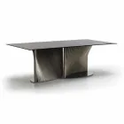Table à manger design en verre fumé et frêne huilé Made in Italy - Croma Viadurini