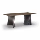 Table à manger design moderne en grès et frêne Made in Italy - Charol Viadurini