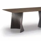 Table à manger design moderne en grès et frêne Made in Italy - Charol Viadurini