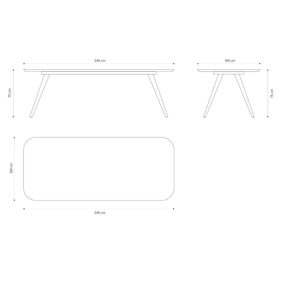 Table à manger de qualité avec plateau en bois de frêne fabriquée en Italie - Ulma Viadurini