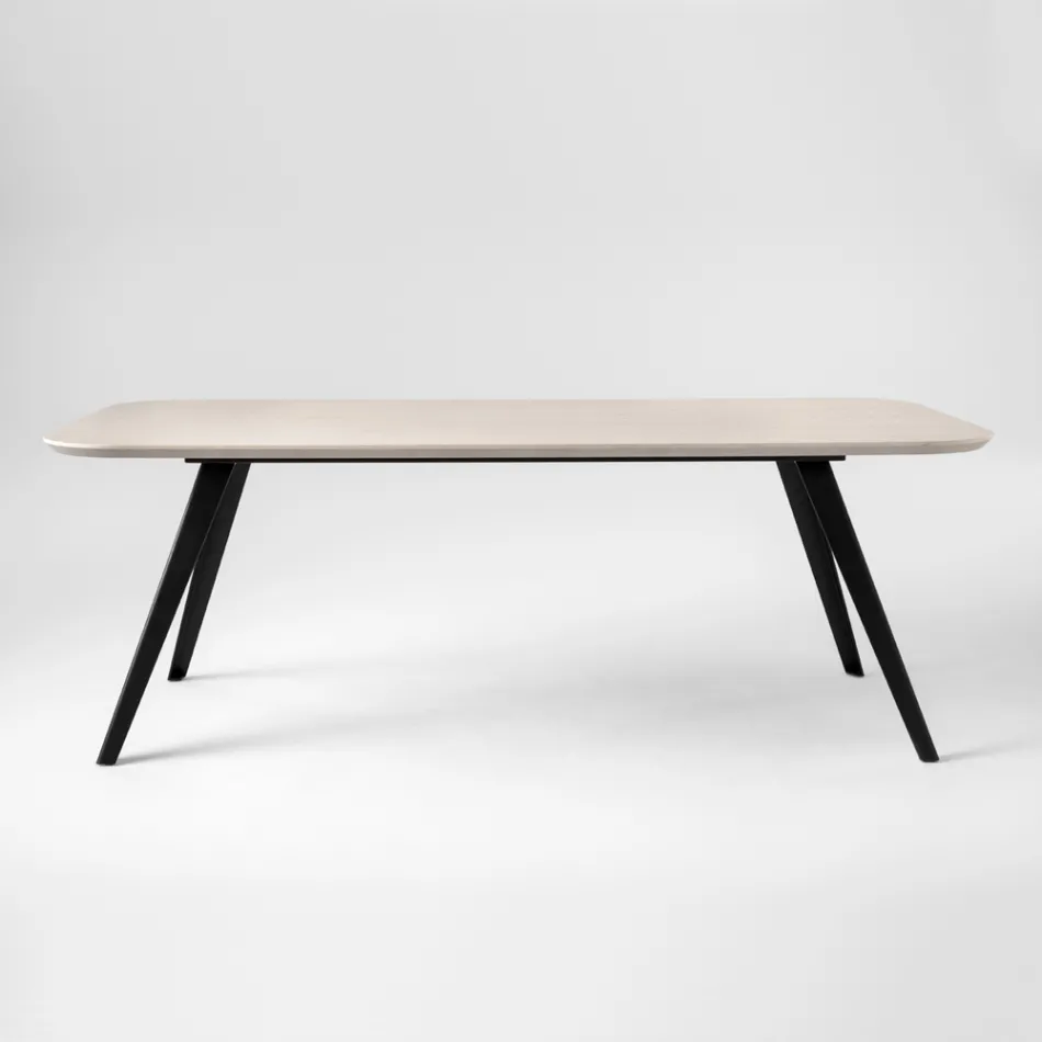 Table à manger de qualité avec plateau en bois de frêne fabriquée en Italie - Ulma Viadurini