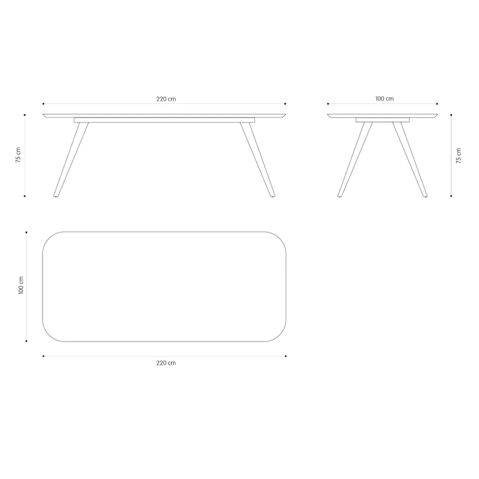 Table à manger de qualité avec plateau en bois de frêne fabriquée en Italie - Ulma Viadurini