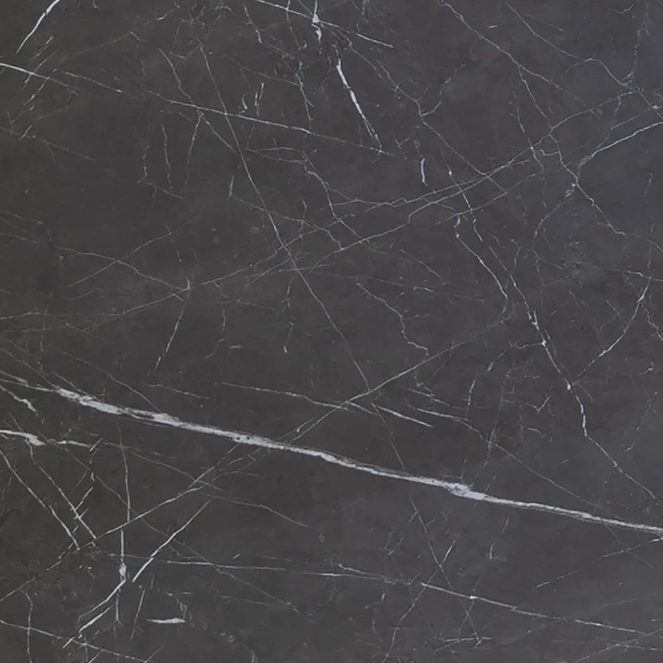 Table à manger elliptique en acier et céramique polie Florim - Gelsino Viadurini