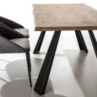 Table à manger fixe avec base en métal et plateau en placage de chêne - Termoli Viadurini
