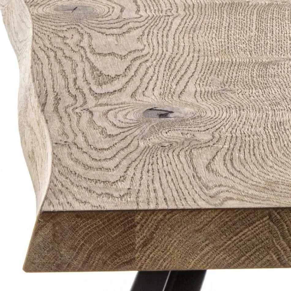 Table à manger fixe avec base en métal et plateau en placage de chêne - Termoli Viadurini