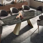 Table à manger fixe avec plateau tonneau en céramique fabriquée en Italie - Verres Viadurini