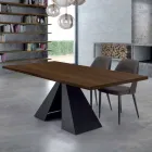 Table à manger plaquée avec base en acier fabriquée en Italie - Dalmatien Viadurini