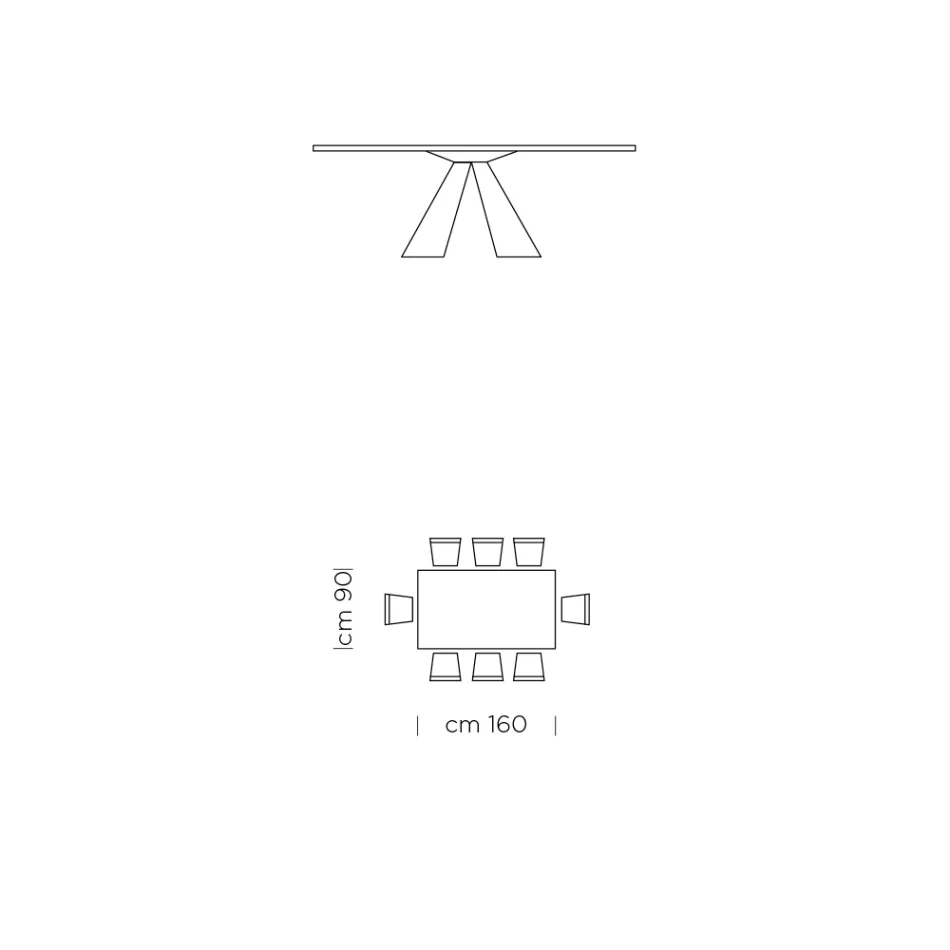 Table à manger plaquée avec base en acier fabriquée en Italie - Dalmatien Viadurini
