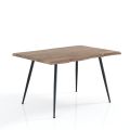 Table à manger en acier avec plateau en Mdf finition chêne - Gherardo