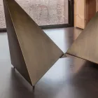 Table à manger en céramique de 3 mm et base en métal fabriquée en Italie - Pivoine Viadurini