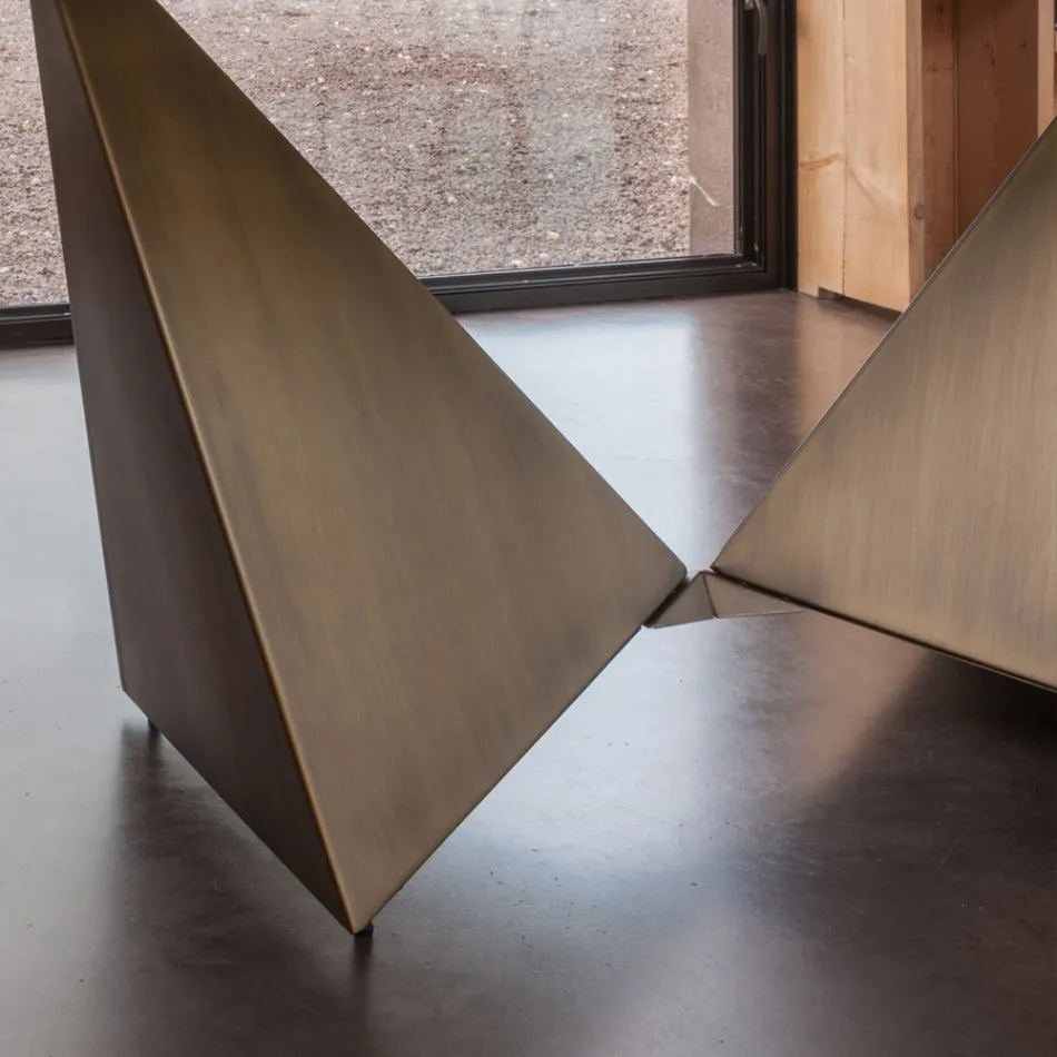 Table à manger en céramique de 3 mm et base en métal fabriquée en Italie - Pivoine Viadurini