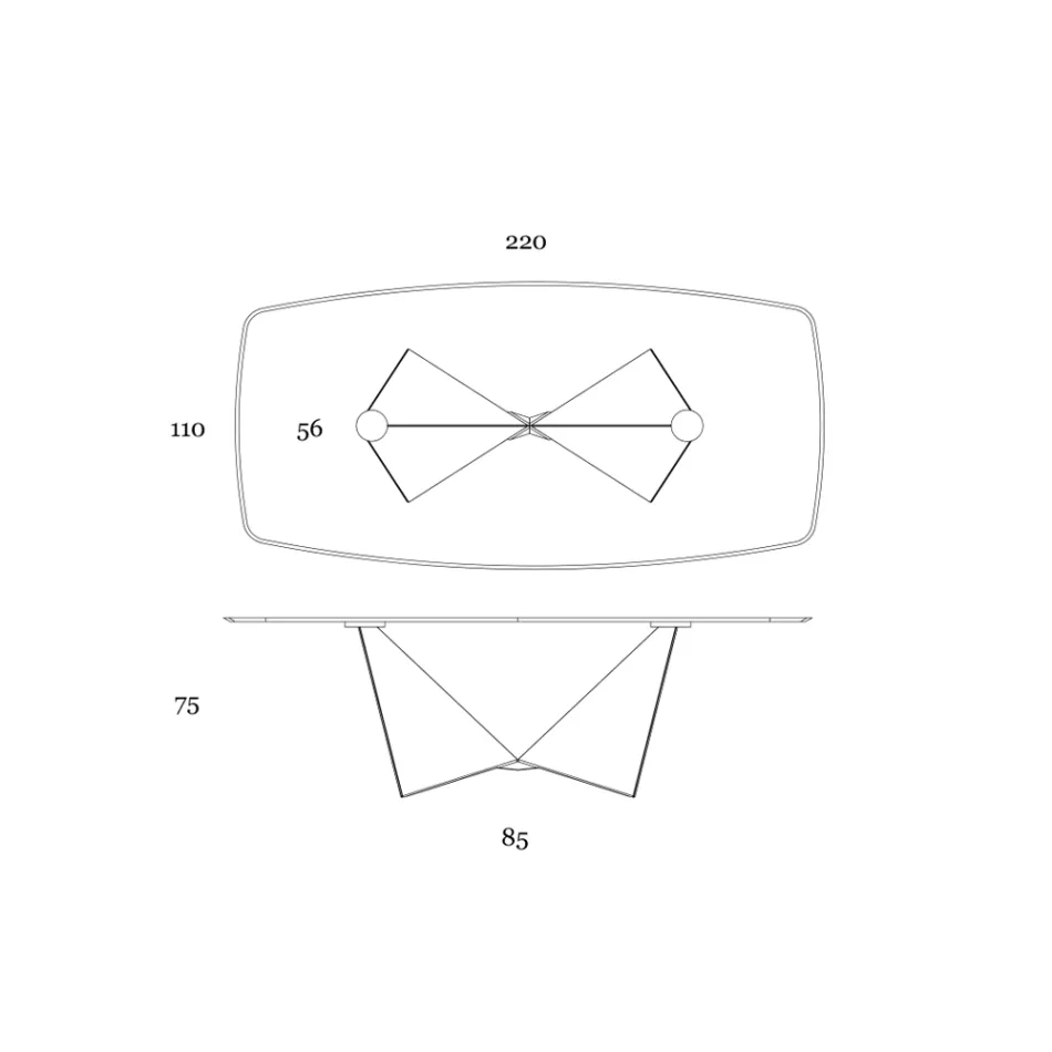 Table à manger en céramique de 3 mm et base en métal fabriquée en Italie - Pivoine Viadurini