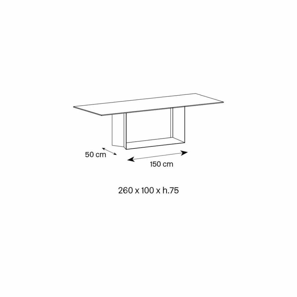 Table de Salle à Manger Emperador en Céramique et en Bronze Fabriqué en Italie - Marron Foncé Viadurini
