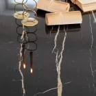 Table à manger en céramique polie Florim Thunder Night et acier - Medunotav Viadurini