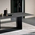 Table de salle à manger en céramique de pierre de Savoie anthracite fabriquée en Italie - Brun foncé Viadurini