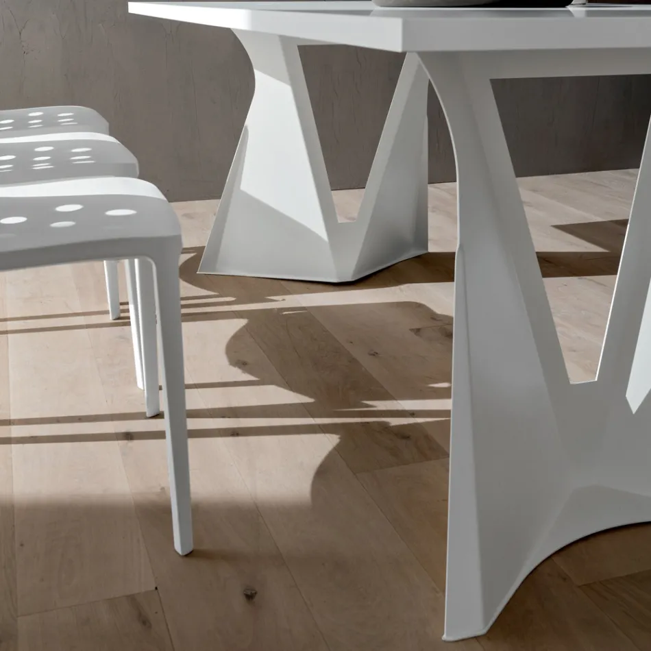 Table à manger en Fenix et métal peint Made in Italy - Dotto Viadurini