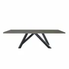 Table à manger en Fenix Gris et Acier Laqué Fabriquée en Italie - Settimmio Viadurini
