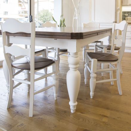 Table à manger en frêne et 4 chaises incluses Made in Italy - Rafael Viadurini