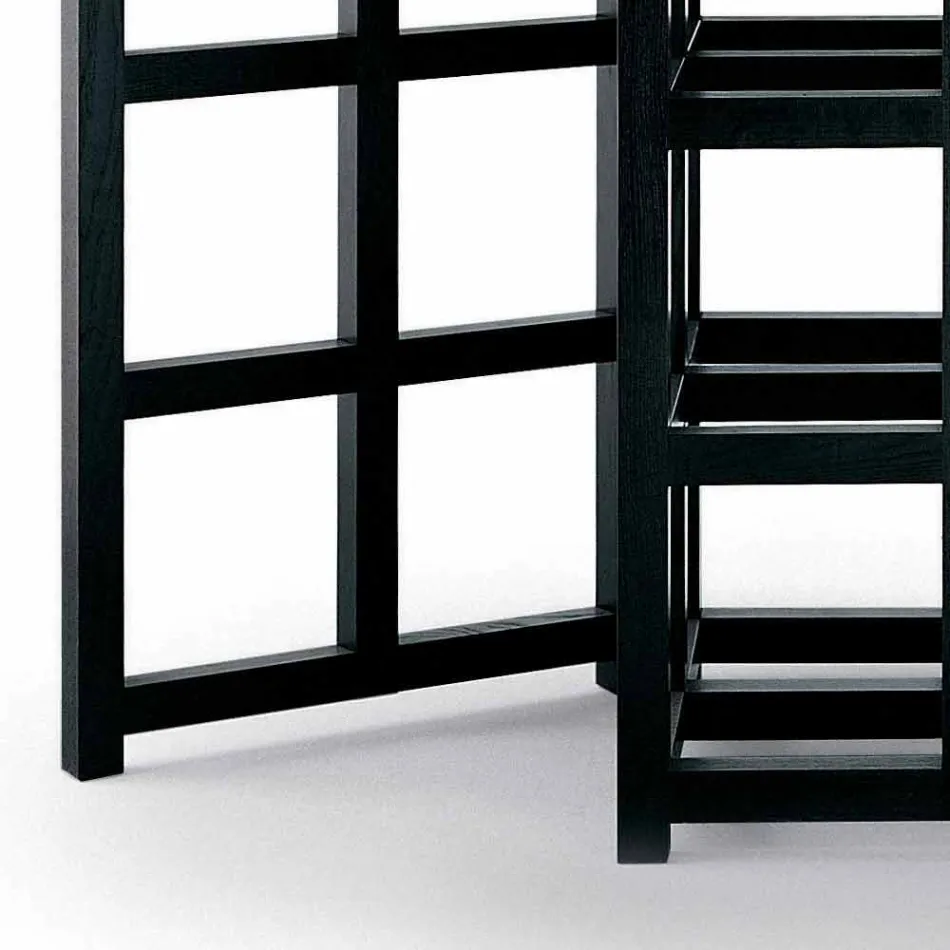 Table à manger en frêne peint en noir fabriquée en Italie - Sabatino Viadurini