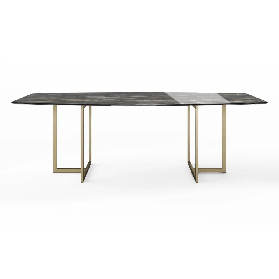 Table à manger en grès cérame et métal Made in Italy - Emilio Viadurini