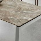 Table à manger en marbre Hpl et effet aluminium Made in Italy - Monolith Viadurini
