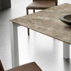Table à manger en marbre Hpl et effet aluminium Made in Italy - Monolith Viadurini