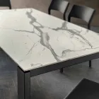 Table à manger en Hpl effet marbre et métal laqué Made in Italy - Jupiter Viadurini