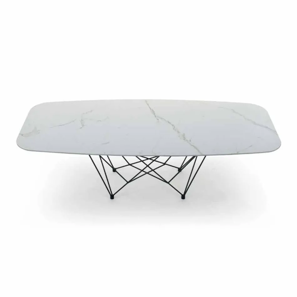 Table à manger en hypermarbre et acier fabriquée en Italie, haute qualité - Ezzellino Viadurini