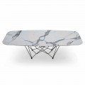 Table à manger en hyper-marbre et acier Made in Italy de haute qualité - Ezzellino