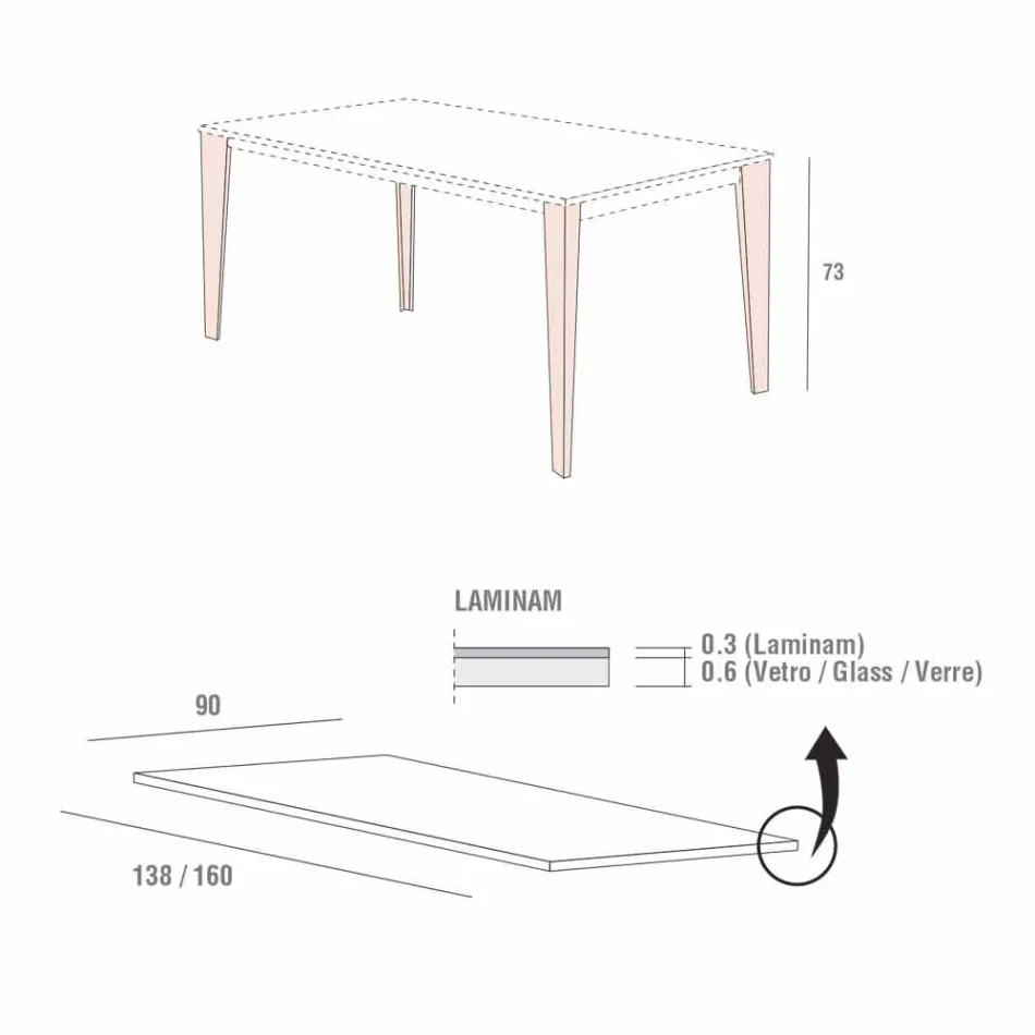 Table à manger en Laminam et métal peint Made in Italy - Efisto Viadurini
