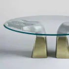 table à manger en bois avec plateau en verre, fabriqué en Italie, Bartolo Viadurini