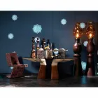 table à manger en bois avec plateau en verre, fabriqué en Italie, Bartolo Viadurini