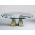 Table à manger en bois avec dessus en verre, produit italien, Bartolo