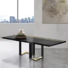 Table à manger en chêne noueux et éléments en métal Made in Italy - Giusy Viadurini