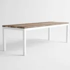 Table de salle à manger d'extérieur en bois et aluminium au design moderne - Ganges Viadurini