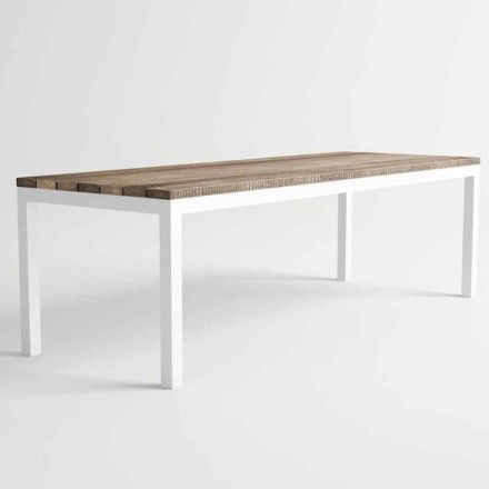 Table de salle à manger d'extérieur en bois et aluminium au design moderne - Ganges Viadurini