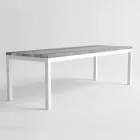 Table de salle à manger d'extérieur en bois et aluminium au design moderne - Ganges Viadurini