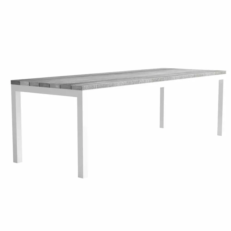 Table de salle à manger d'extérieur en bois et aluminium au design moderne - Ganges Viadurini