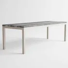Table de salle à manger d'extérieur en bois et aluminium au design moderne - Ganges Viadurini