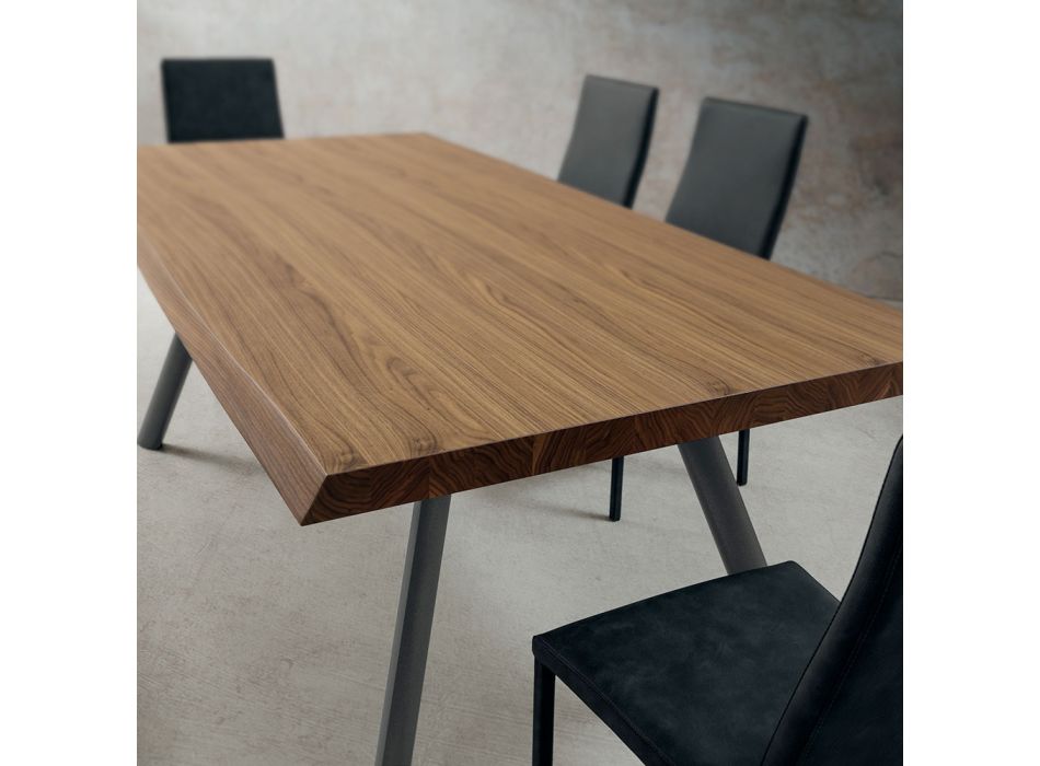 Table à manger en bois et aluminium fabriquée en Italie, Precious - Lingotto Viadurini