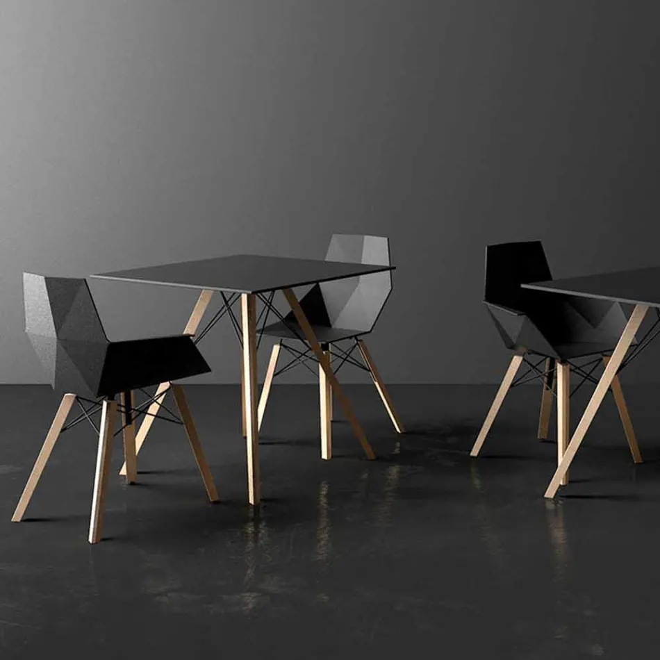 Table de Salle à Manger Carrée Design en Bois et Hpl, 4 Pièces - Bois Faz - Vondom Viadurini