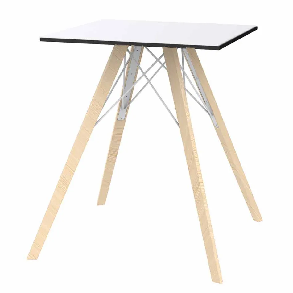 Table de Salle à Manger Carrée Design en Bois et Hpl, 4 Pièces - Bois Faz - Vondom Viadurini