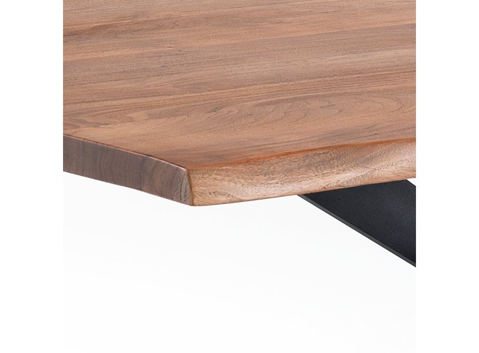 Table à manger en bois d'acacia massif et acier - Phosphore Viadurini