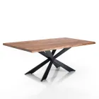 Table à manger en bois d'acacia massif et acier - Phosphore Viadurini
