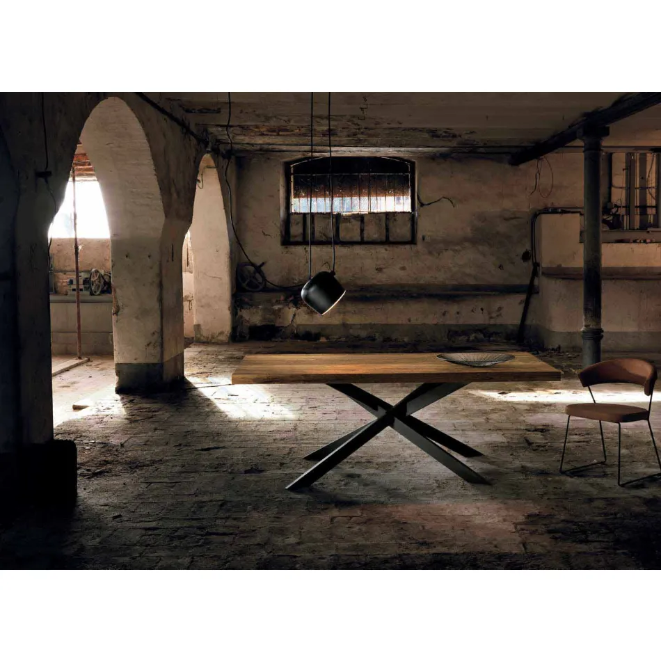 Table à manger moderne en bois massif fabriquée en Italie Oncino Viadurini