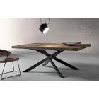 Table à manger moderne en bois massif fabriquée en Italie Oncino Viadurini