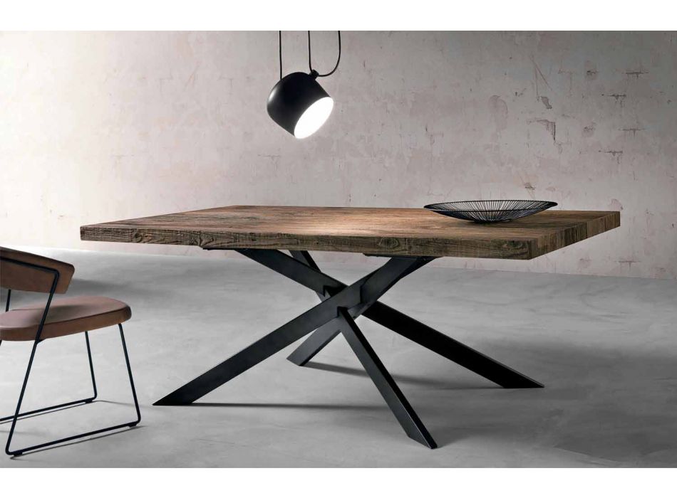 Table à manger moderne en bois massif fabriquée en Italie Oncino Viadurini