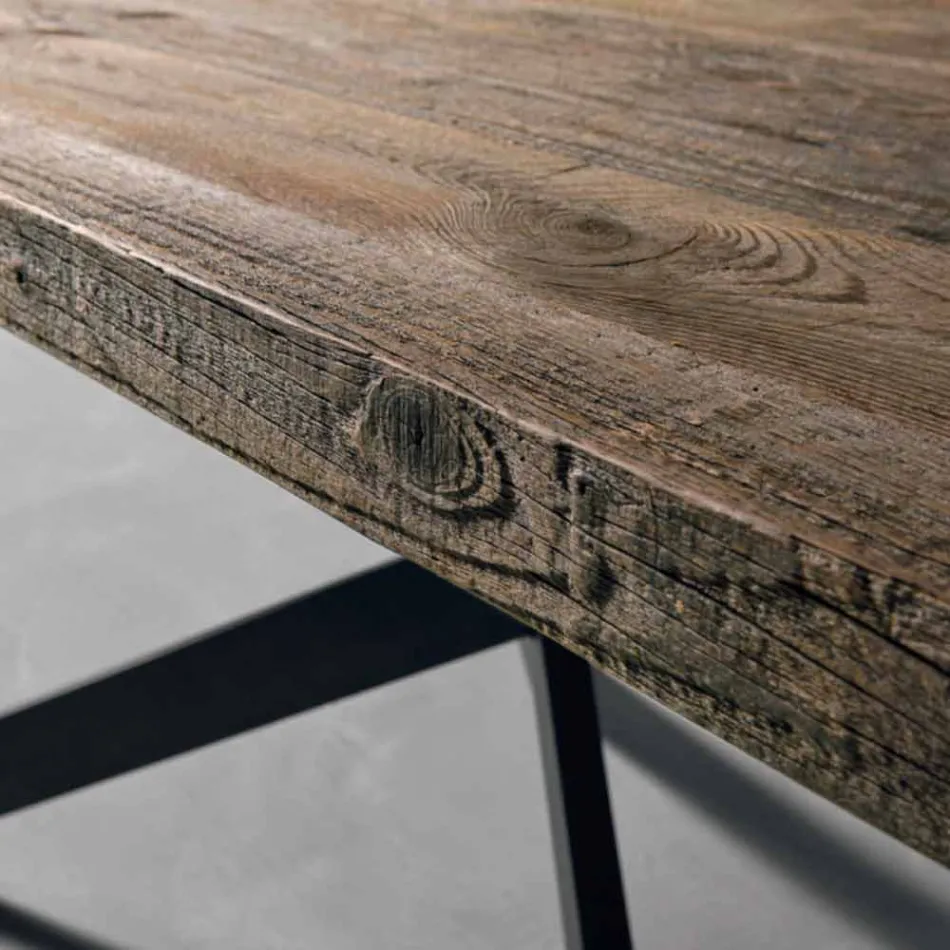 Table à manger moderne en bois massif fabriquée en Italie Oncino Viadurini