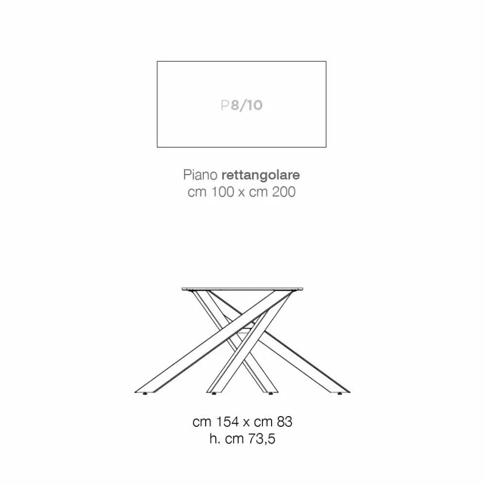 Table à manger en bois MDF et métal moderne fabriqué en Italie, Dionigi Viadurini